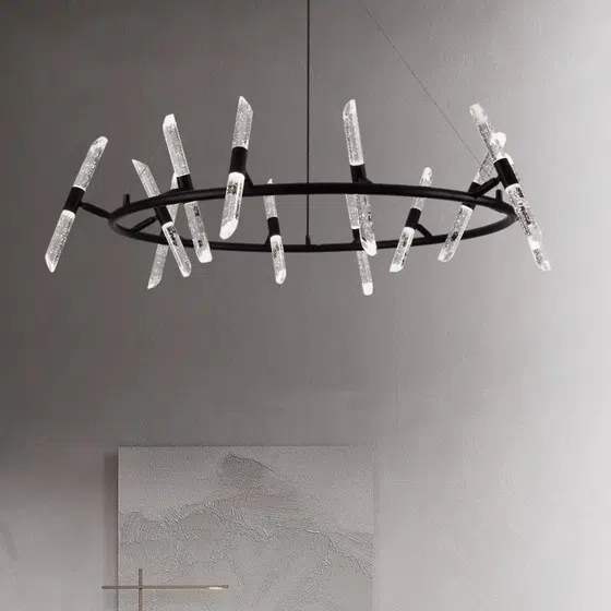 Iron Bubble Stick LED Pendant Lamp in Iron and Bubble Stick, detail view