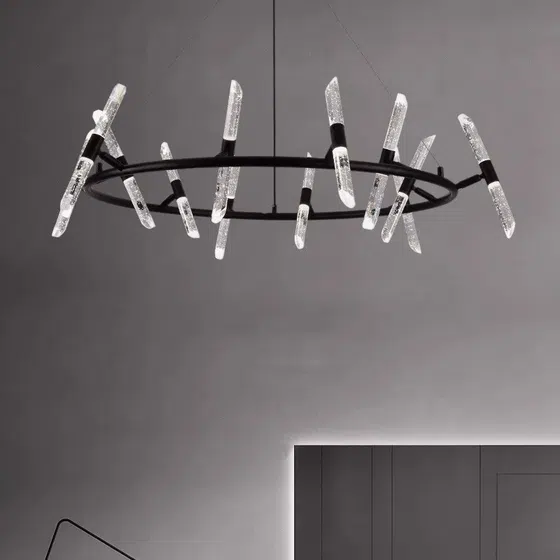 Iron Bubble Stick LED Pendant Lamp in Iron and Bubble Stick, scale view