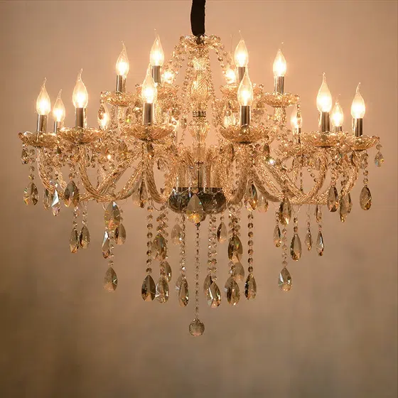 Iron Crystal Fabric Brown Chandelier in Iron and Crystal and Glass and Fabric, detail view