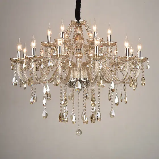Iron Crystal Fabric Brown Chandelier in Iron and Crystal and Glass and Fabric, scale view