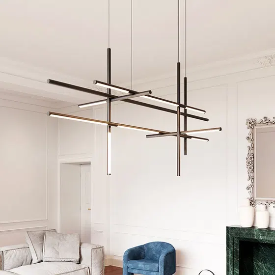 H33CM Iron Golden Black Maze Pendant Light in Iron, detail view