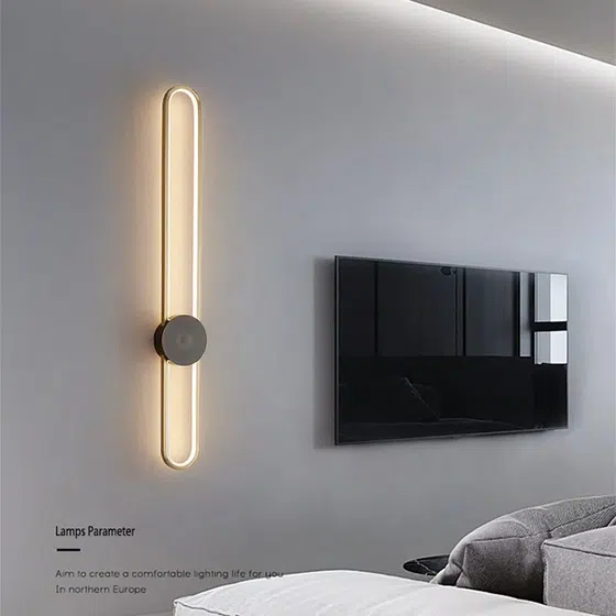 Iron Long Strip LED Wall Lamp in Iron, scale view