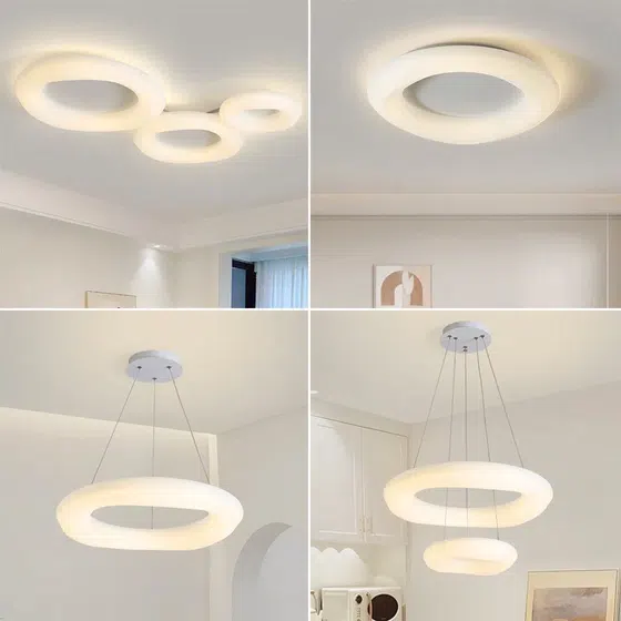 Iron PE Ring Round Pendant Light in Iron and PE, detail view