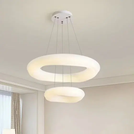 Iron PE Ring Round Pendant Light in Iron and PE, scale view