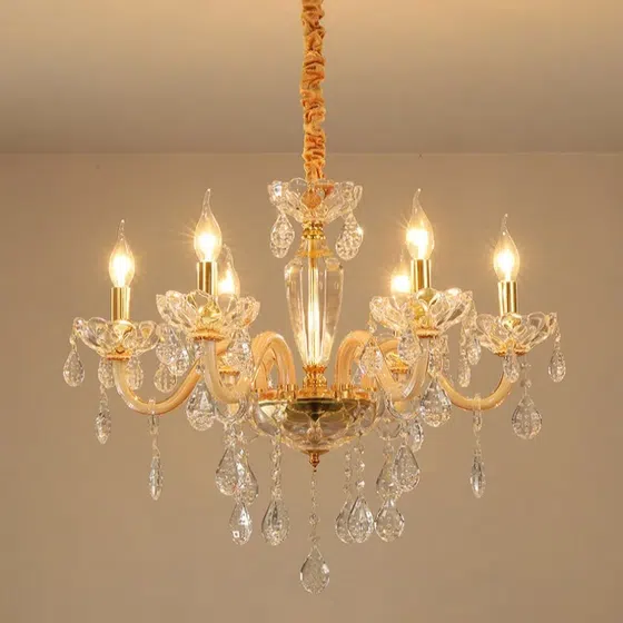 Iron Glass Candle Crystal Chandelier in Iron and Crystal and Glass, installed view
