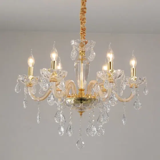 Iron Glass Candle Crystal Chandelier in Iron and Crystal and Glass, scale view