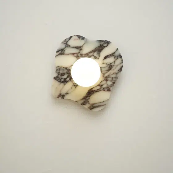 H29cm Irregular Marble LED Wall Lamp in Hardware and Bulgari Stone, detail view