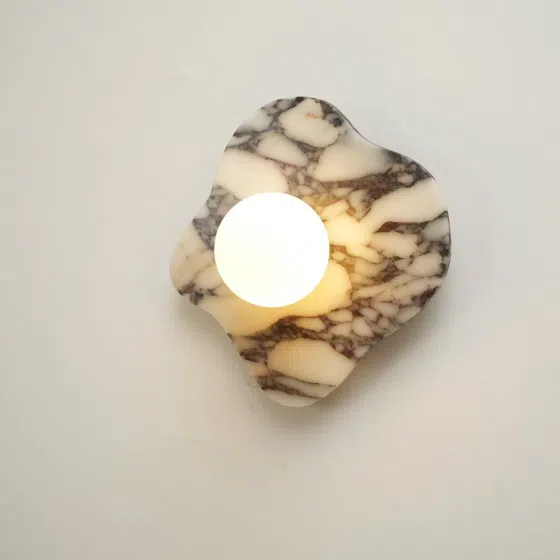 H29cm Irregular Marble LED Wall Lamp in Hardware and Bulgari Stone, scale view