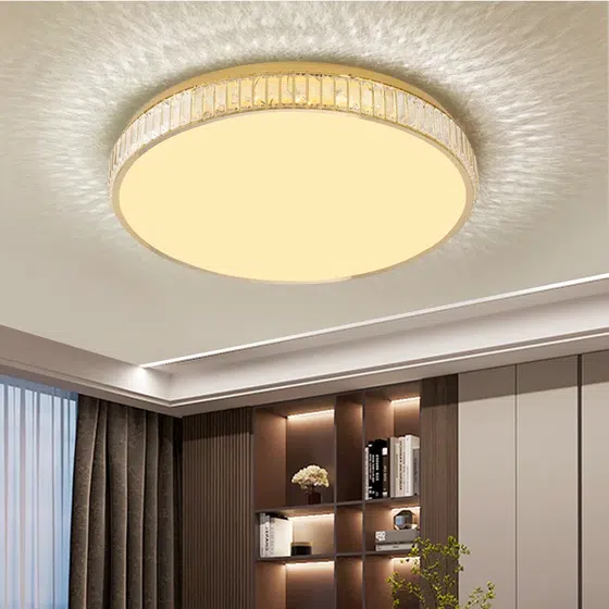 K9 Crystal Gold Ceiling Lamp in Stainless Steel and K9 Crystal and Acrylic, installed view