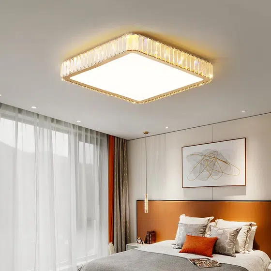 K9 Crystal Round Square Flower Ceiling Lamp in Stainless Steel and Crystal and Acrylic, detail view