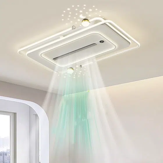 L105cm LED Silent Ceiling Fan Light in Metal and PC and Acrylic, detail view