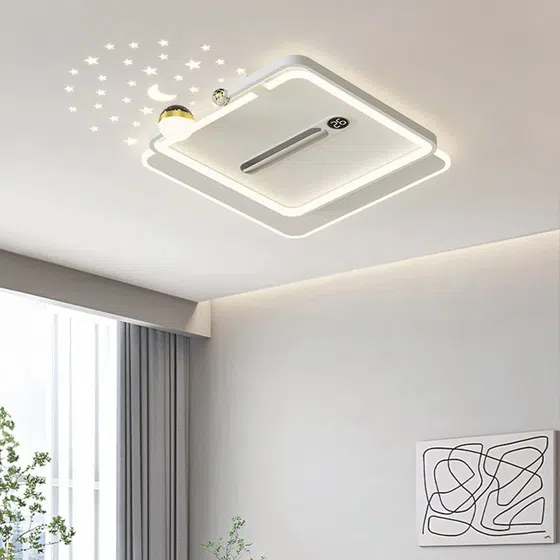 L105cm LED Silent Ceiling Fan Light in Metal and PC and Acrylic, installed view
