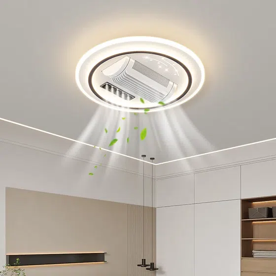 L105cm Remote Control Ceiling Fan Light in Metal and PC and Acrylic, installed view