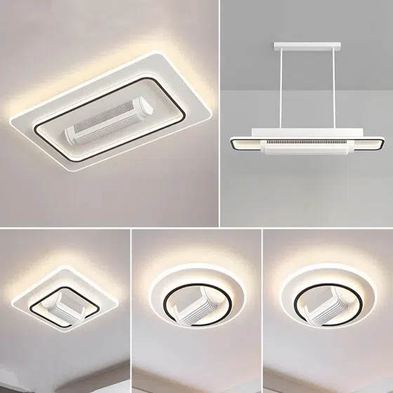 L105CM Rotated LED Ceiling Fan Light in Metal and PC and Acrylic, product photograph