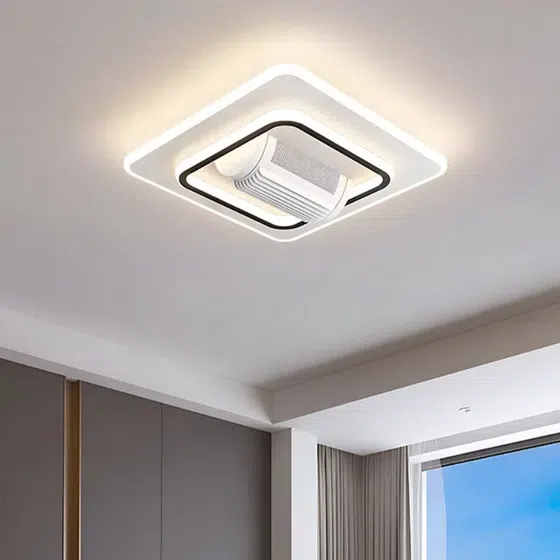 L105CM Rotated LED Ceiling Fan Light in Metal and PC and Acrylic, installed view