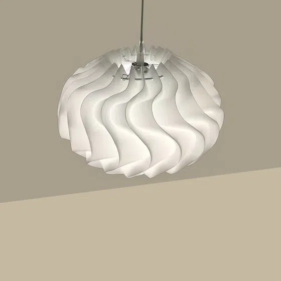 Lantern Acrylic Pendant Light in Iron and Acrylic, product photograph