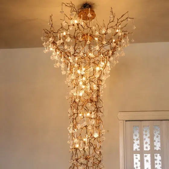 H350cm Large Branch Chandelier Light in Copper and Glass, product photograph