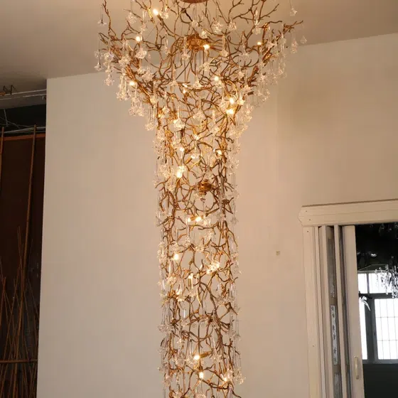 H350cm Large Branch Chandelier Light in Copper and Glass, installed view
