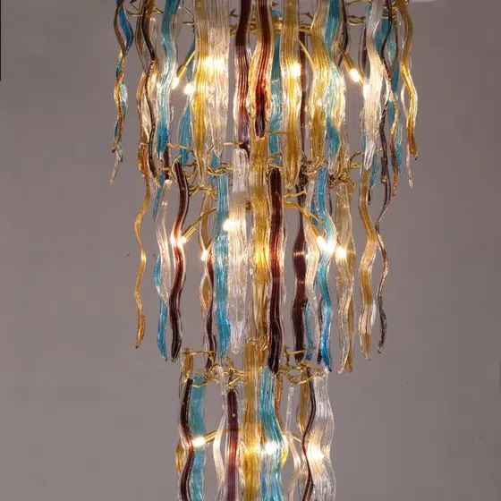 H150CM Large Chandelier Glass Branch in Copper and Glass, detail view