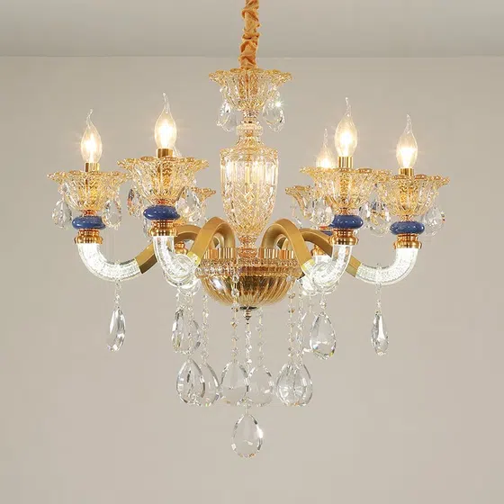 Large Crystal Glass Chandelier in Iron and Crystal and Glass, product photograph