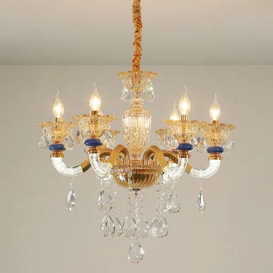 Large Crystal Glass Chandelier in Iron and Crystal and Glass, detail view