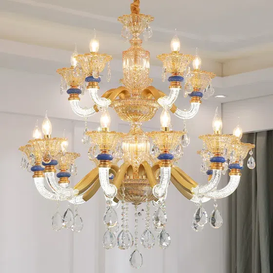 Large Crystal Glass Chandelier in Iron and Crystal and Glass, scale view