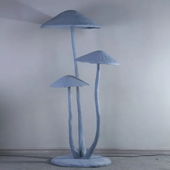Large Mushroom Sculpture Standing Floor Lamp in Fiberglass, detail view
