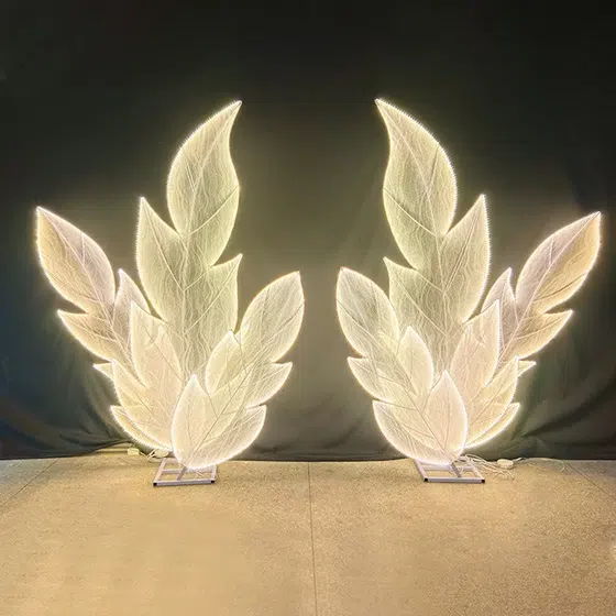 Leaf Luminous Wedding LED Floor Light in Iron and Fabric, product photograph