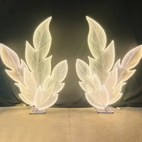Leaf Luminous Wedding LED Floor Light in Iron and Fabric, installed view