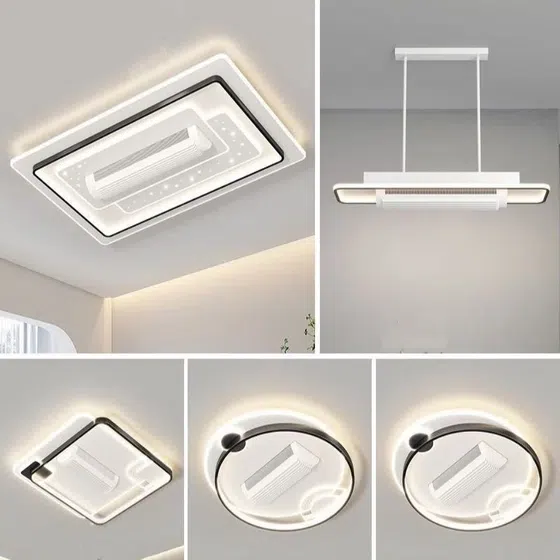 D50cm Leafless Remote Ceiling Fan Light in Metal and PC and Acrylic, product photograph