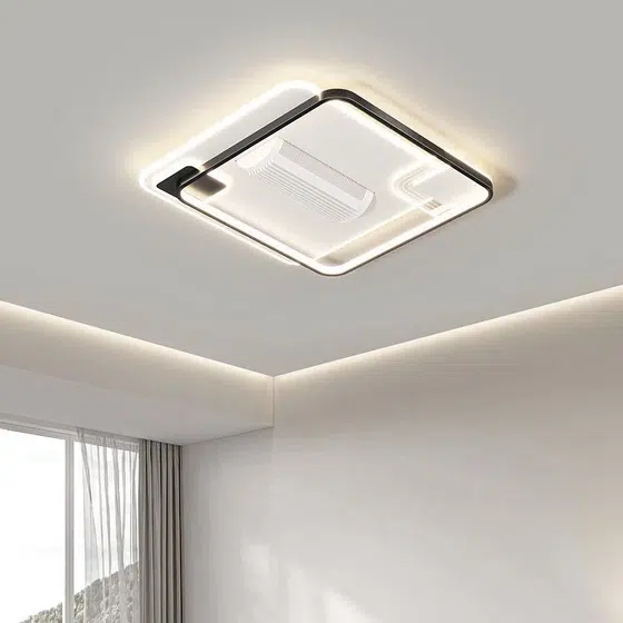 D50cm Leafless Remote Ceiling Fan Light in Metal and PC and Acrylic, installed view