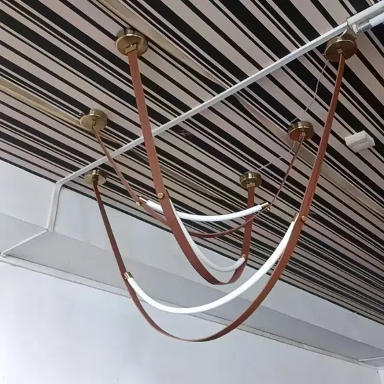 Leather Belt Silica Gel LED Pendant Lamp in Leather and Silica Gel, detail view