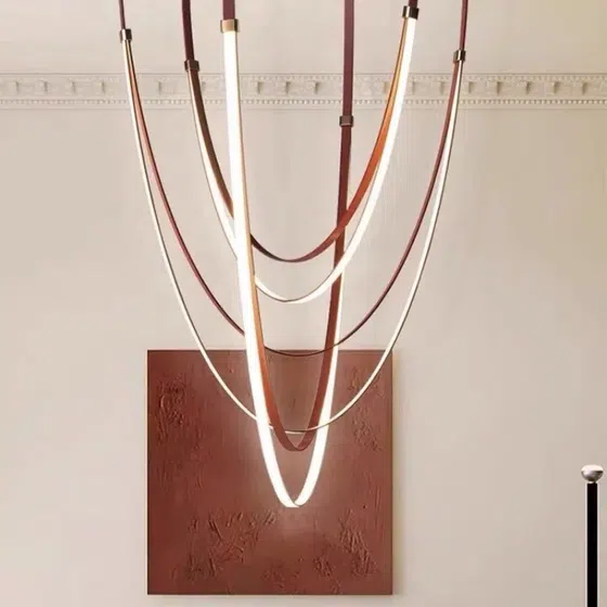 Leather Silicone Linear Pendant Light in Leather and Silicone, installed view