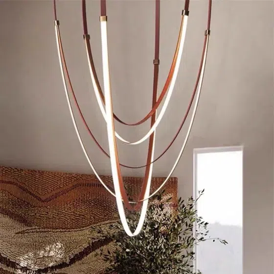Leather Silicone Linear Pendant Light in Leather and Silicone, scale view