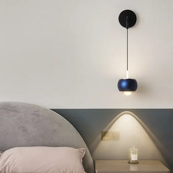 LED Black Ball Lens Wall Lamp in Aluminum and Lens, scale view