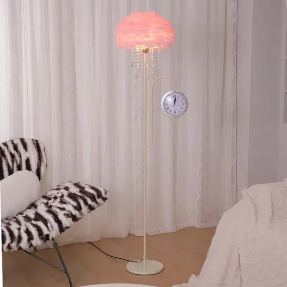 H165CM Colourful LED Hardware Feather Floor Light in Hardware and Feather, detail view