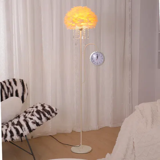 H165CM Colourful LED Hardware Feather Floor Light in Hardware and Feather, installed view