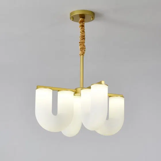 Gold LED U-Shaped Design Pendant Lamp in Hardware and Plastic, product photograph