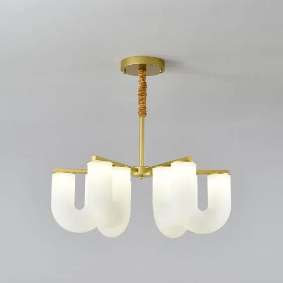 Gold LED U-Shaped Design Pendant Lamp in Hardware and Plastic, installed view
