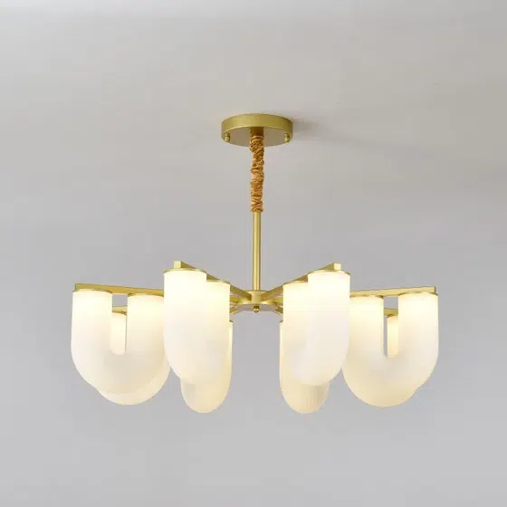 Gold LED U-Shaped Design Pendant Lamp in Hardware and Plastic, scale view