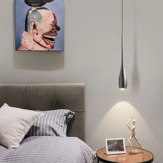 D5CM Lifting White Blue Black Gray Pendant Lamp in Iron and Aluminum and Acrylic, installed view
