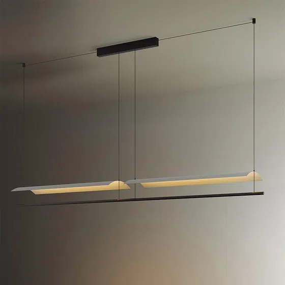 Linear Iron LED Pendant Lamp in Iron, detail view