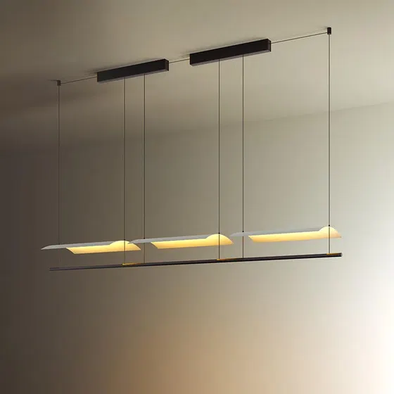 Linear Iron LED Pendant Lamp in Iron, installed view
