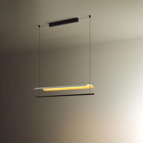 Linear Iron LED Pendant Lamp in Iron, scale view