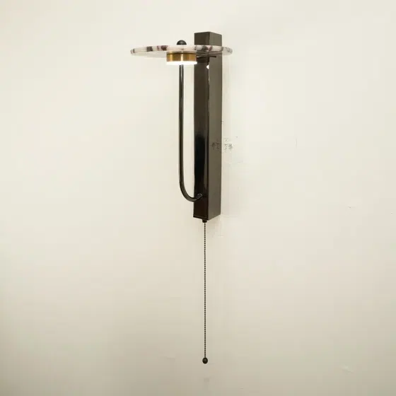Black Linear Natural Stone Wall Light in Hardware and Bulgari Stone, detail view