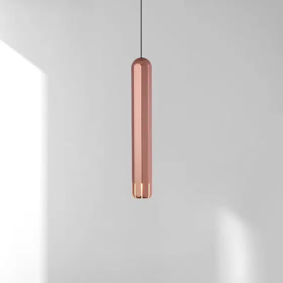 H30CM Linear Tube Rose Gold Gray Pendant Lamp in Aluminum Alloy, product photograph