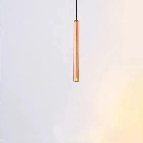 H30CM Linear Tube Rose Gold Gray Pendant Lamp in Aluminum Alloy, detail view