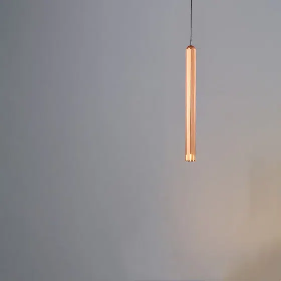 H30CM Linear Tube Rose Gold Gray Pendant Lamp in Aluminum Alloy, scale view