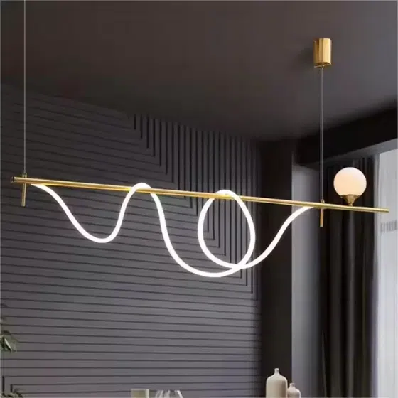 Linear Tube Silicone Pendant Lamp in Silicone and Metal, product photograph