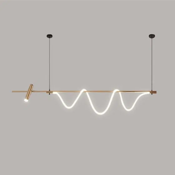 Linear Tube Silicone Pendant Lamp in Silicone and Metal, detail view